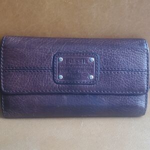 Vintage Fossil Leather Trifold Wallet